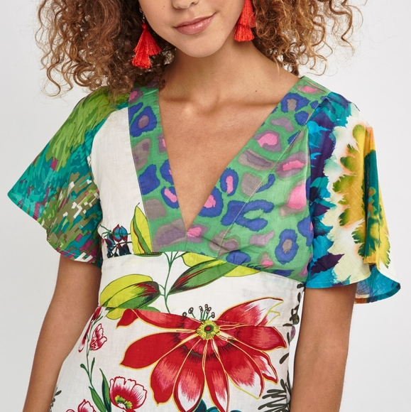 Mix Floral Printed Kaftan Top - Picture 2 of 4